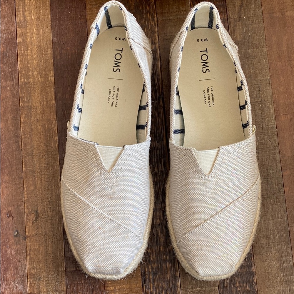 Toms Cream Espadrilles with Signature Stitching